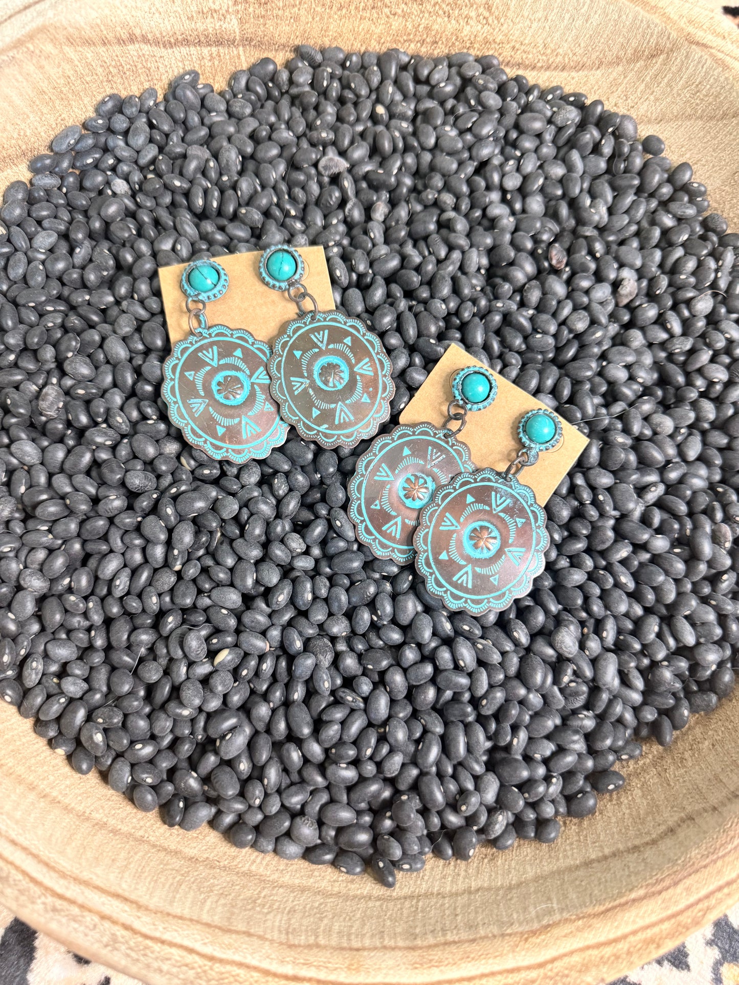 Metal and Turquoise Earrings