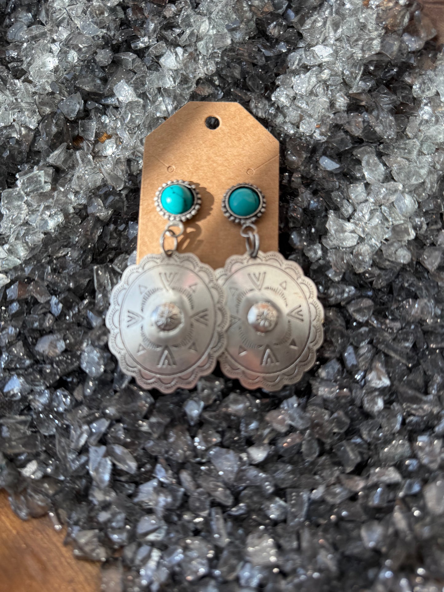 Metal and Turquoise Earrings