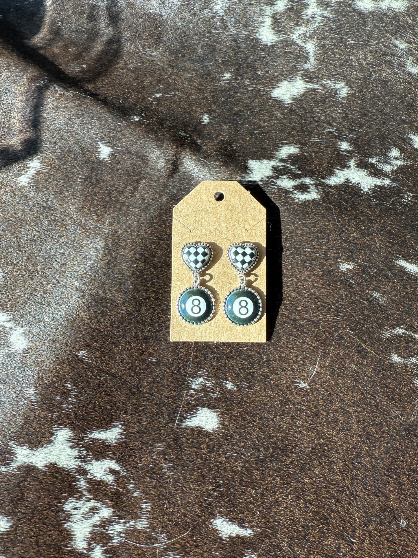 8 Ball Heart Earrings
