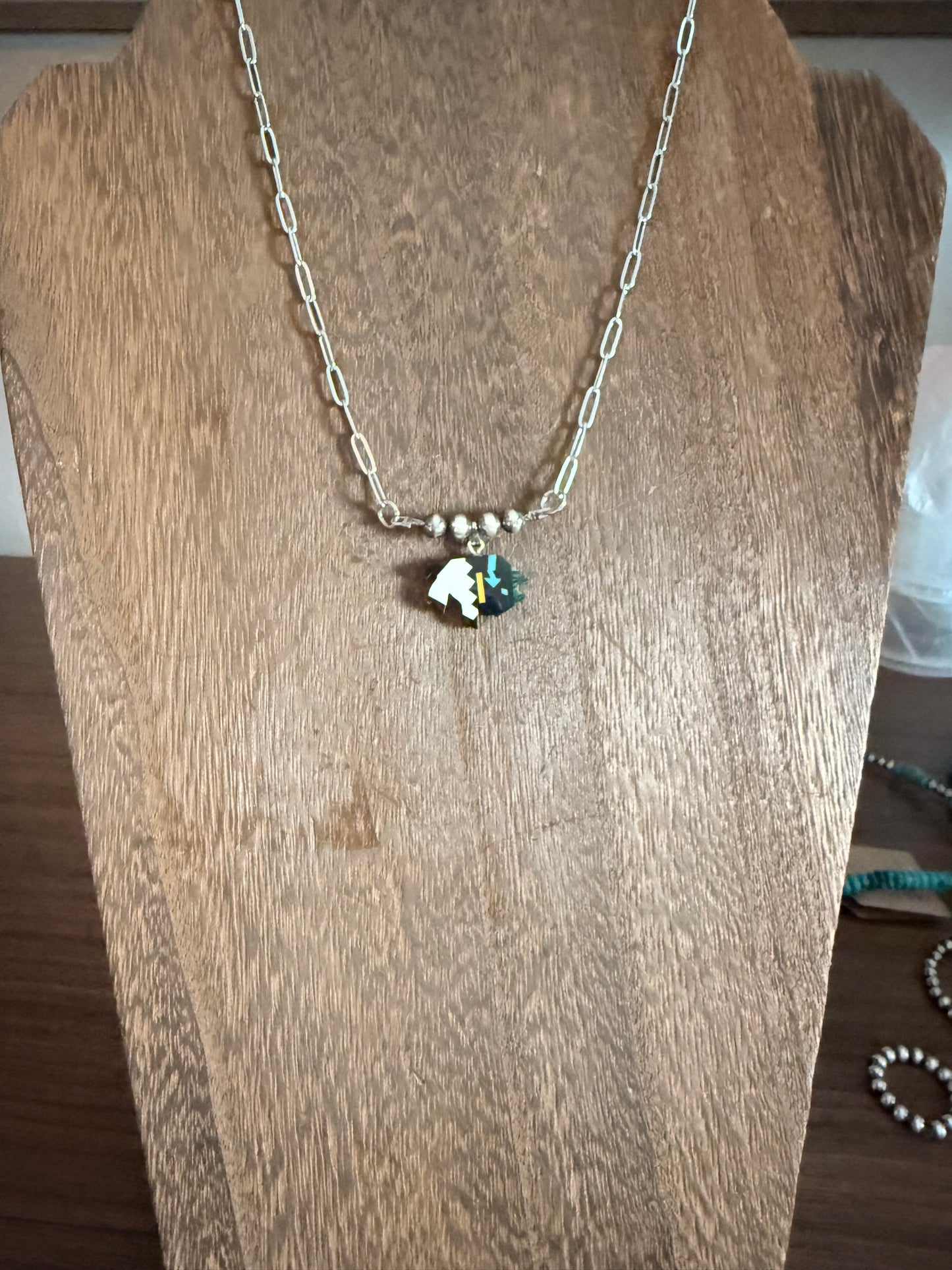 Buffalo and Sterling Silver Pearl Necklace