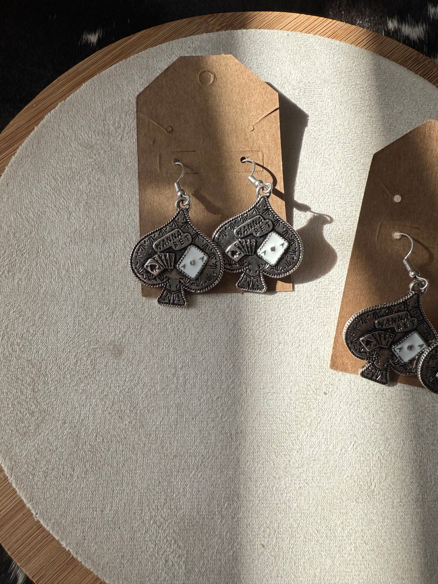 Spade Earring with Playing Card