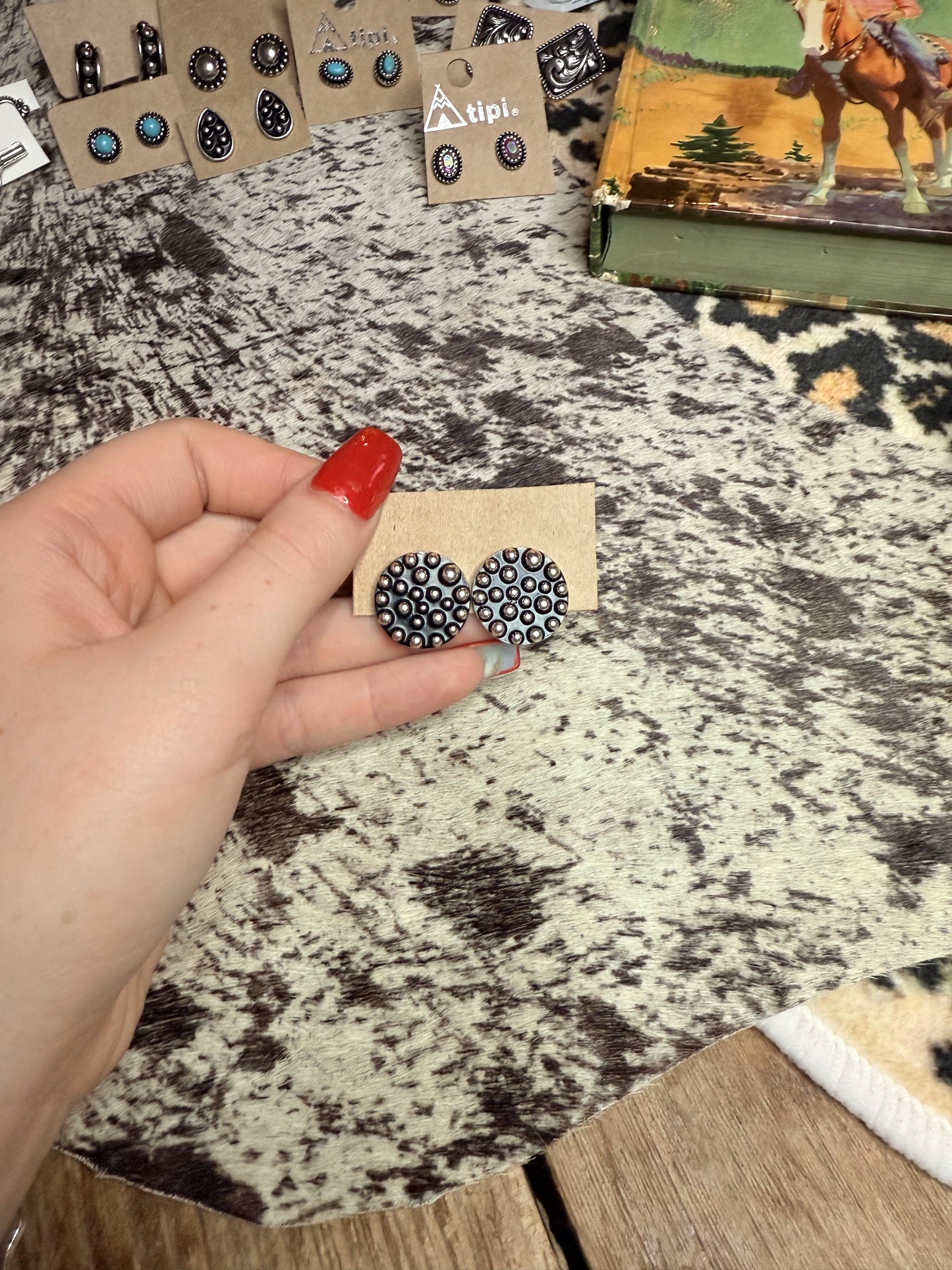 Circle Half Dot Studs