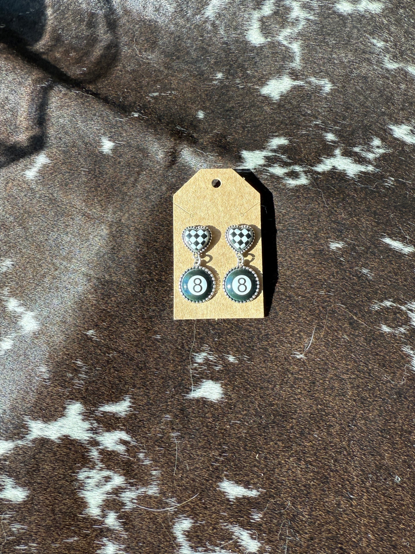 8 Ball Heart Earrings