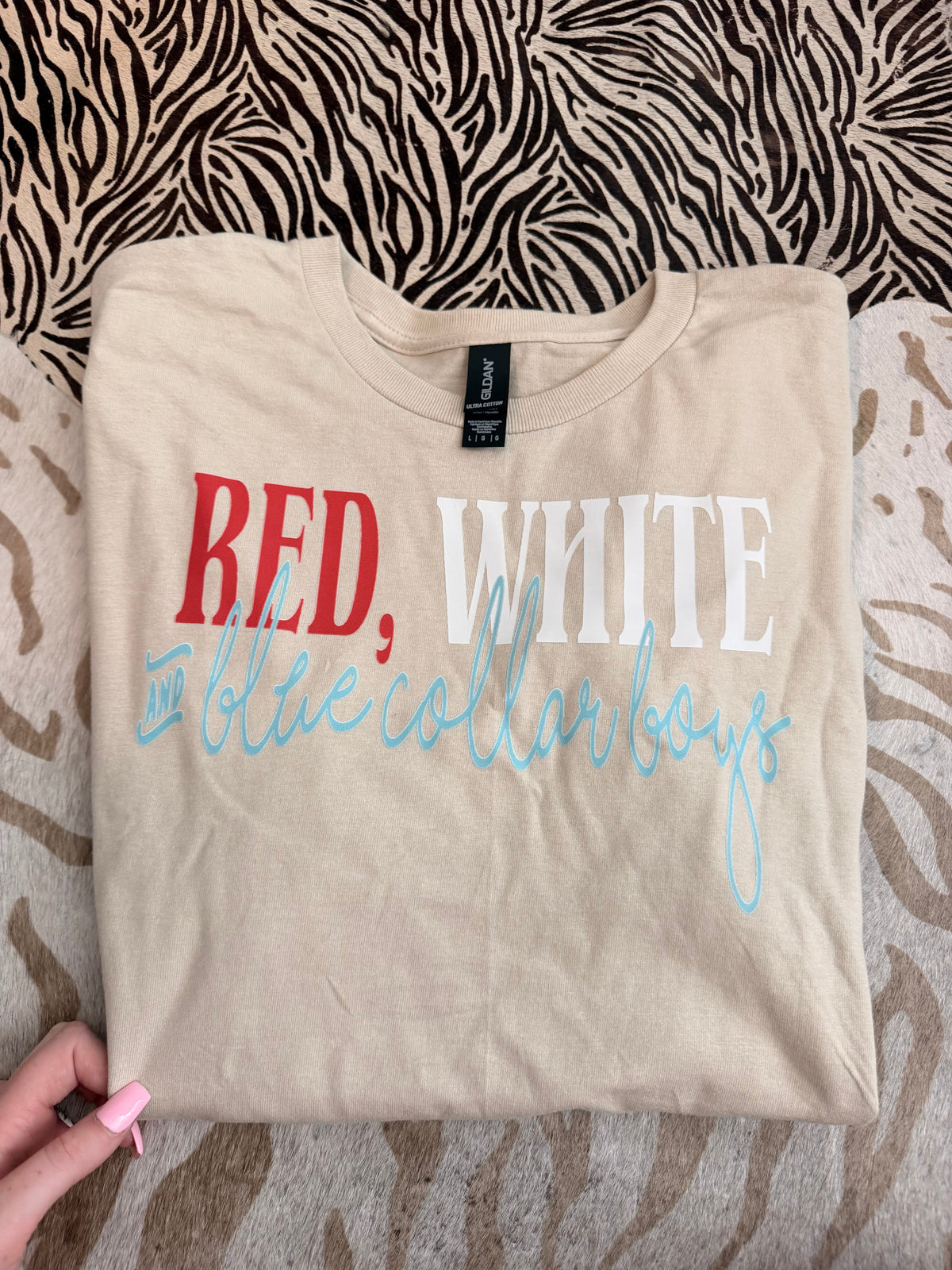 Red, white, & blue collar boys - size large