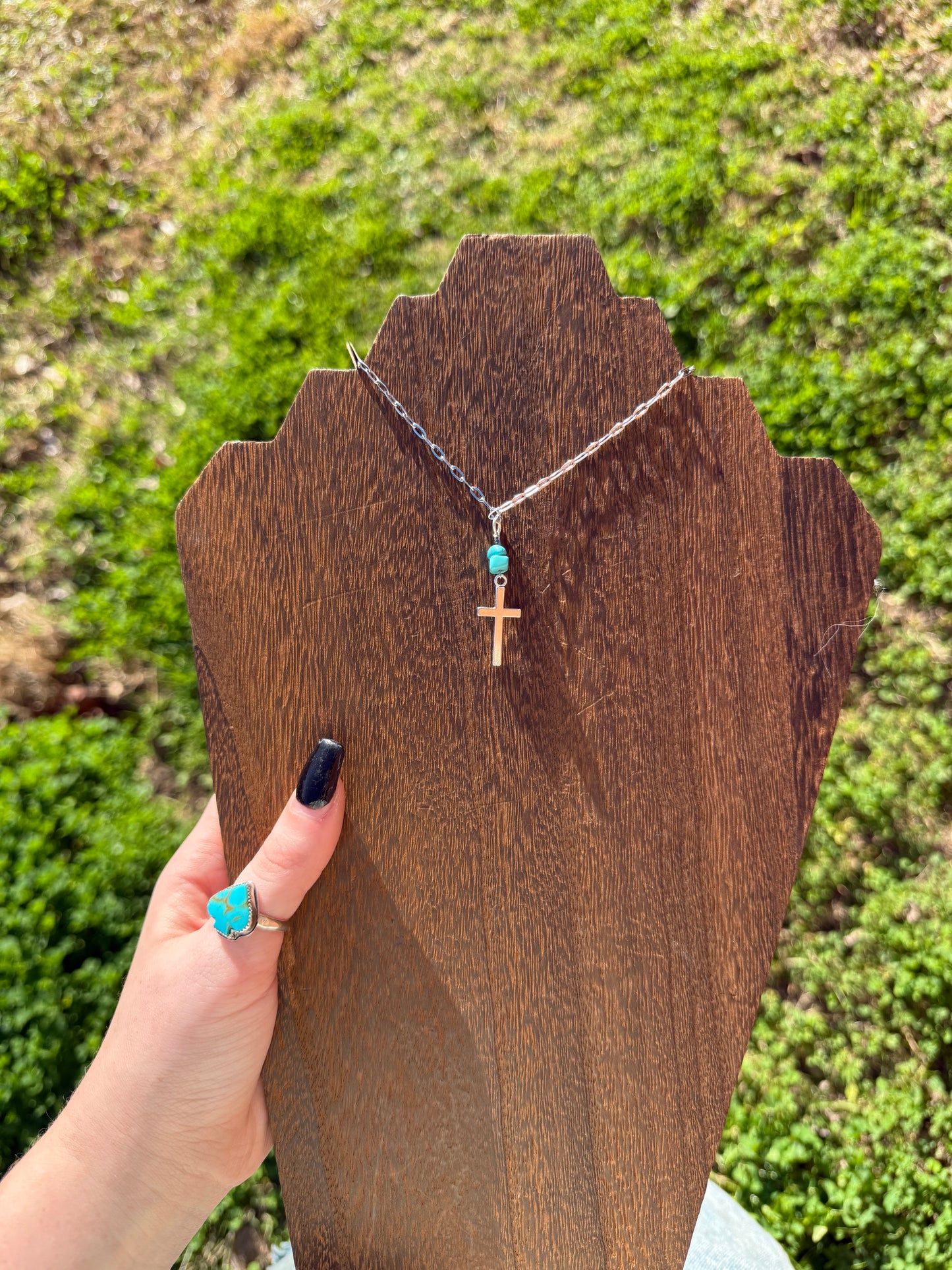 Cross and Turquoise Necklace
