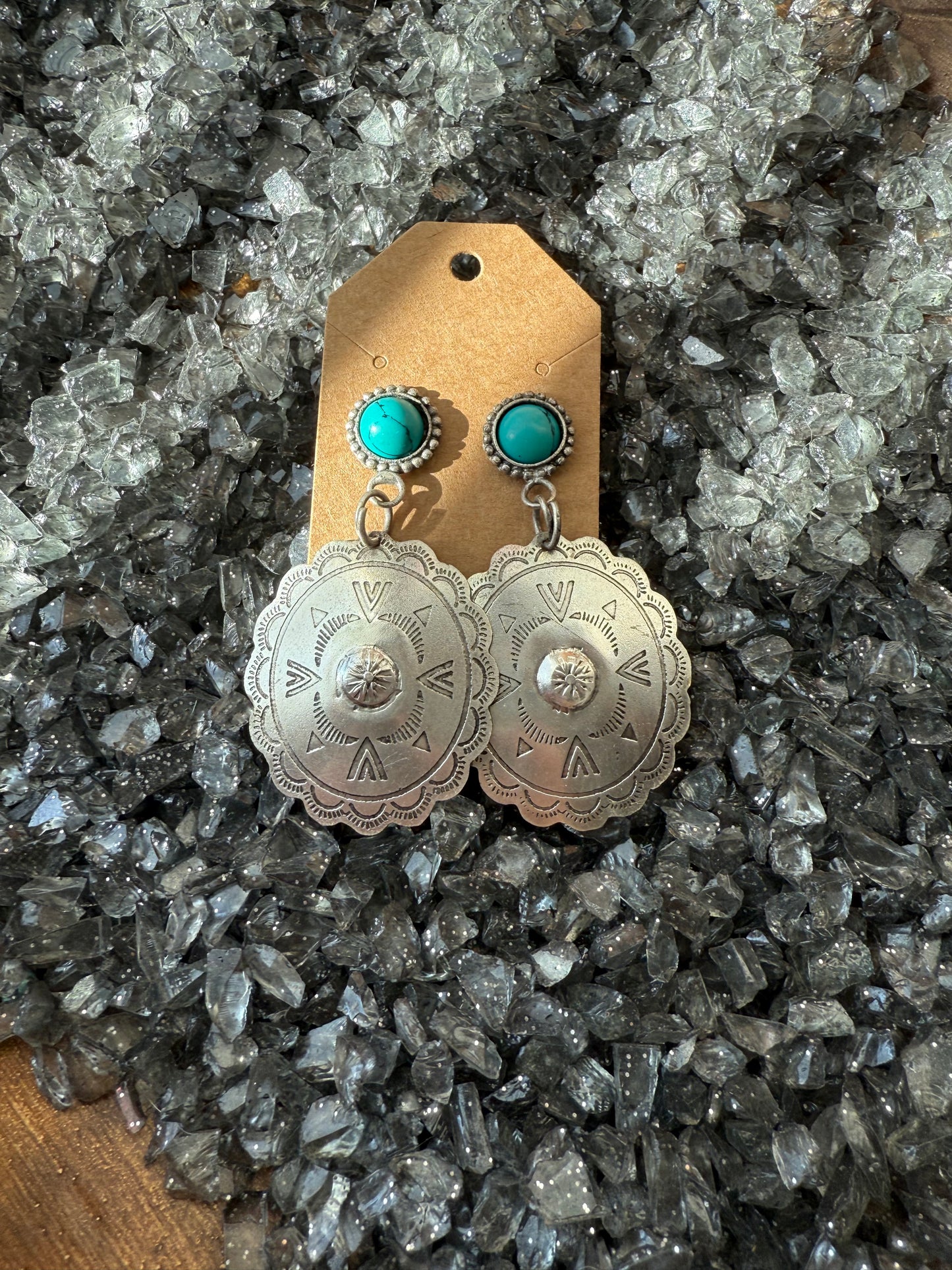 Metal and Turquoise Earrings
