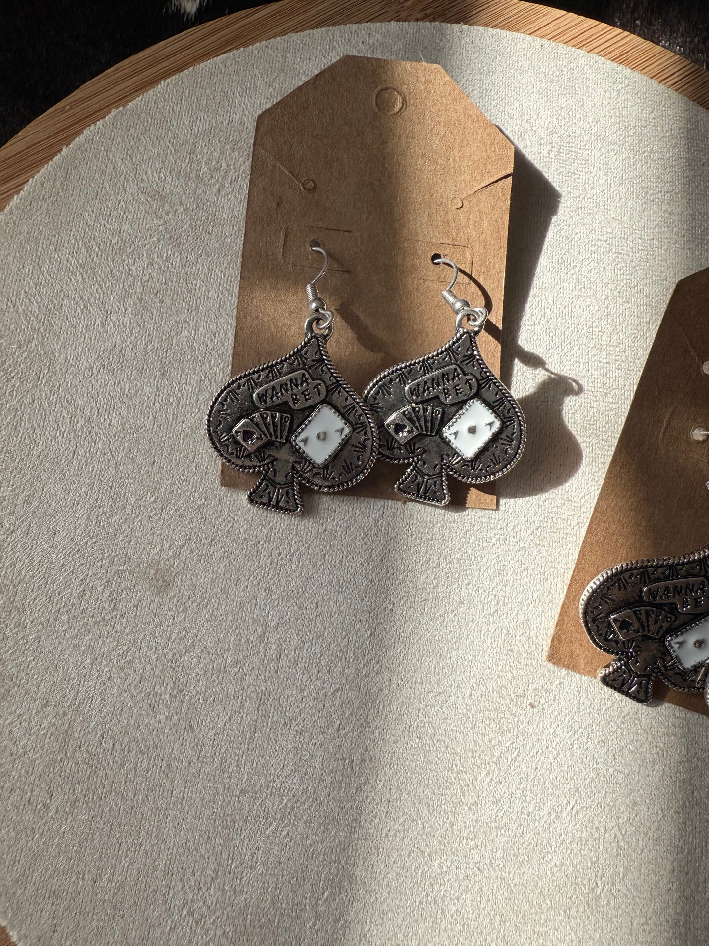 Spade Earring with Playing Card