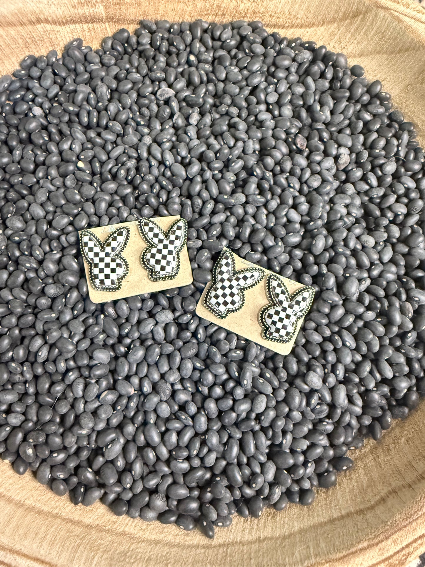 Checkered Bunny Studs