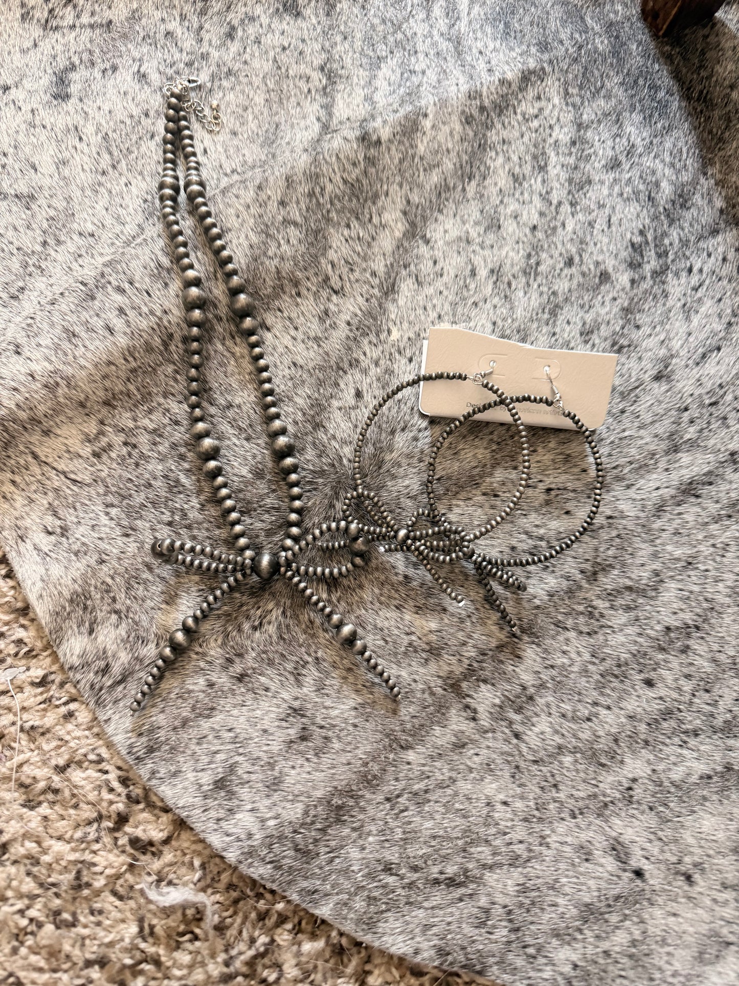 Bow pearl necklace Set