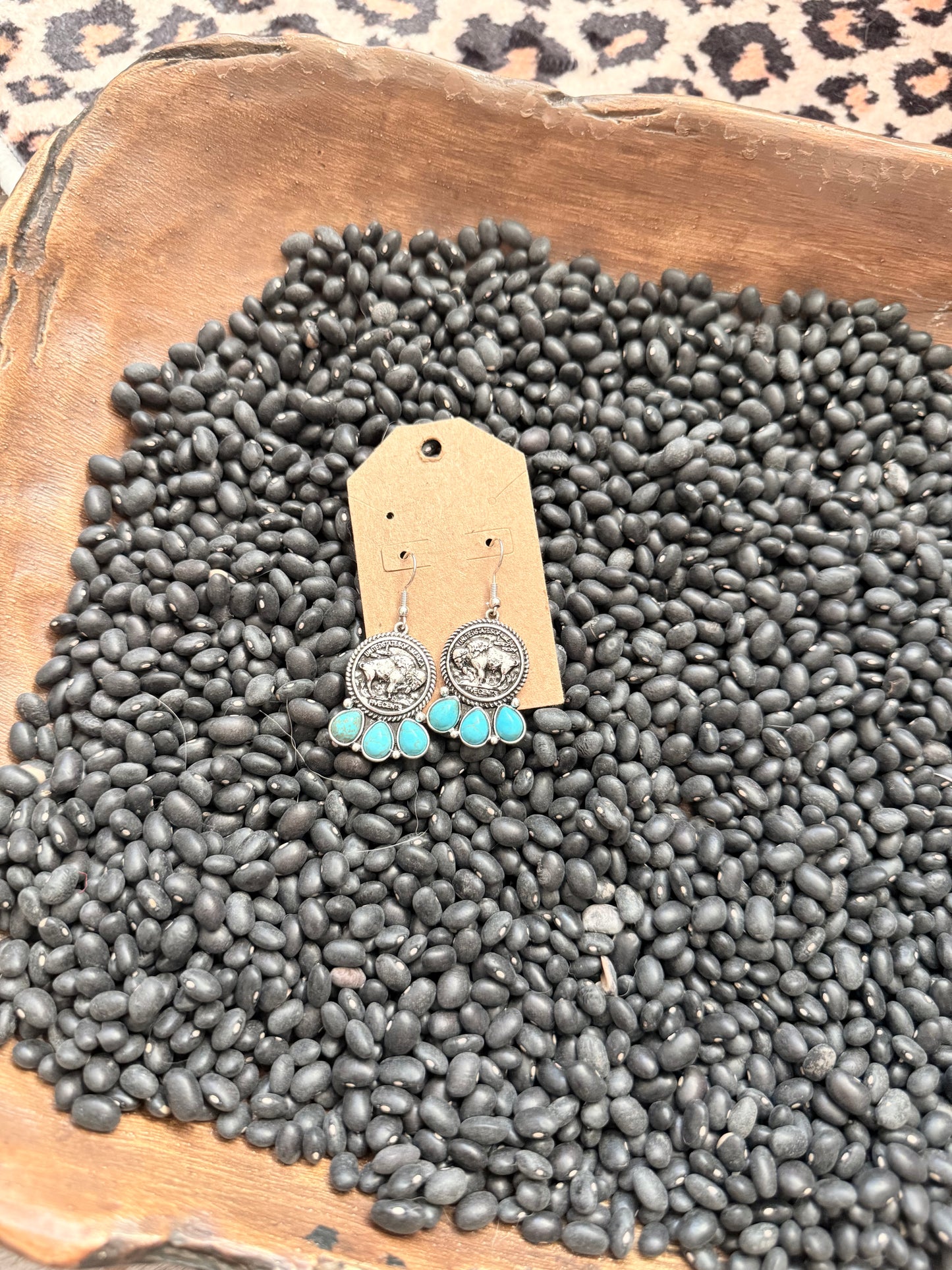 3 Stone Buffalo Coin Earrings
