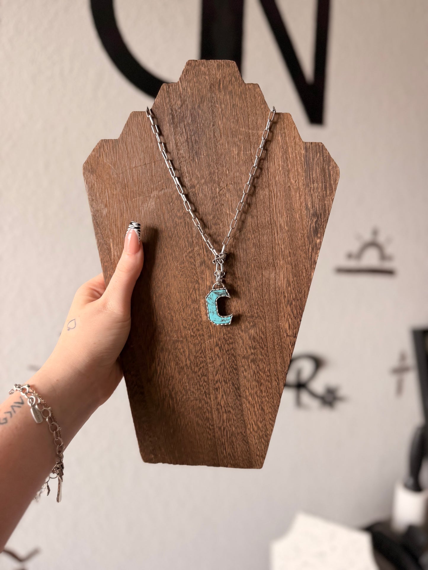 Turquoise Initial Necklaces