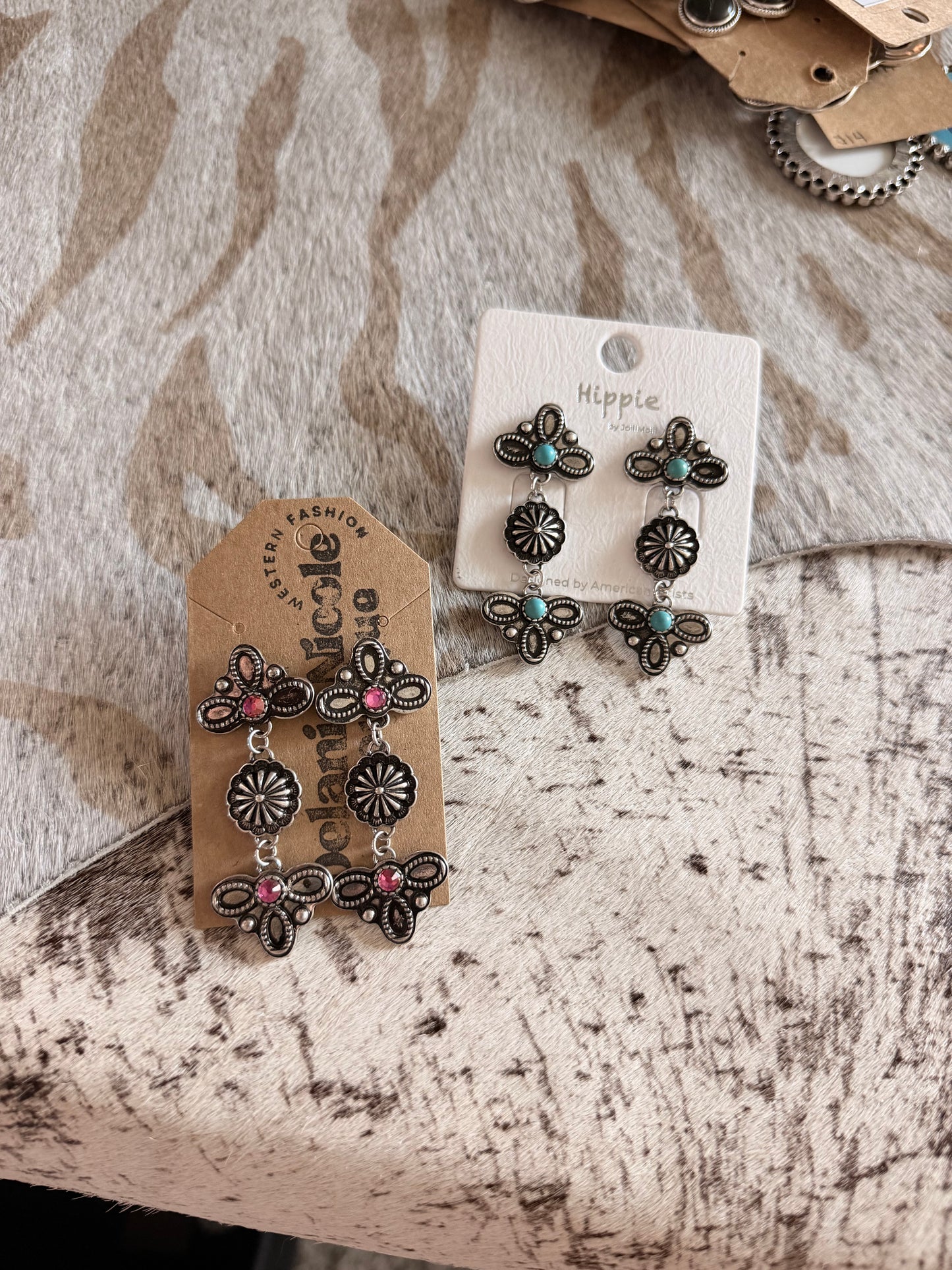 Boot Stitch Drop Turquoise Earrings