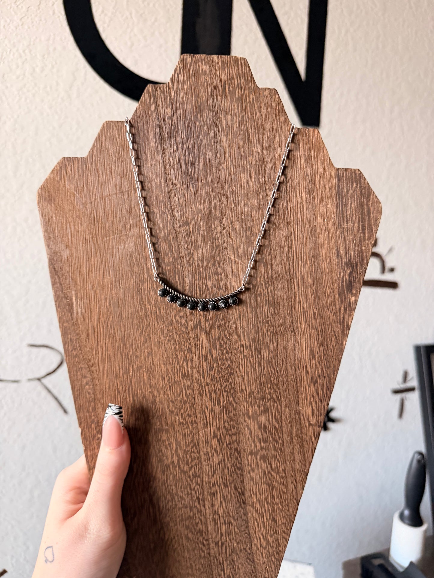 Black Dot Bar Necklace