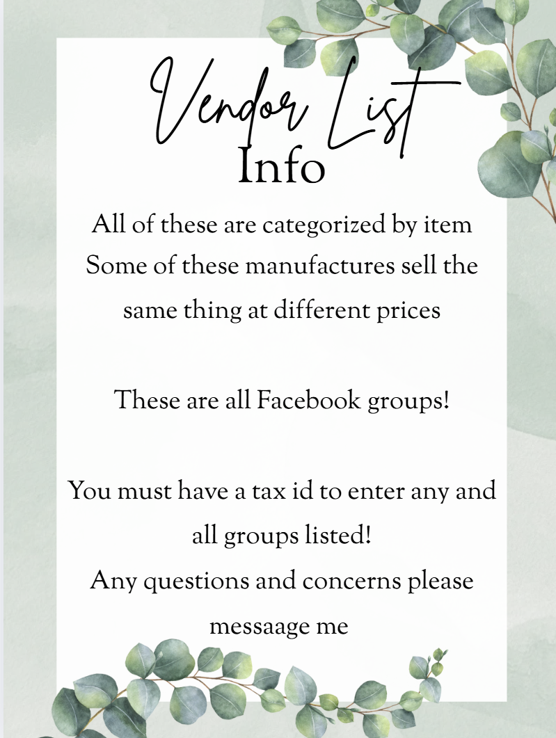 Vendor List