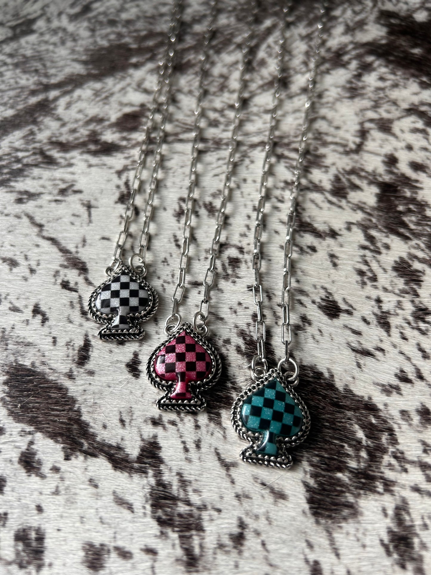 Checkered Spade Necklace