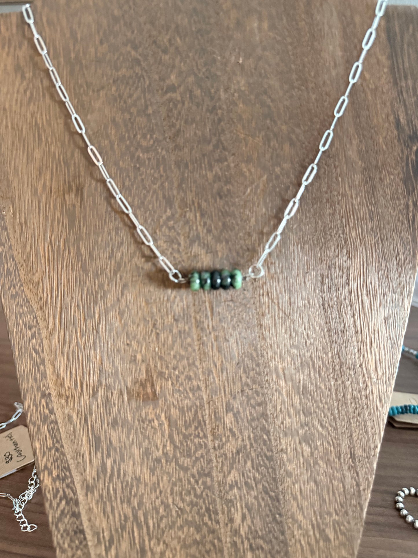 Kiwi Stone Bar Necklace