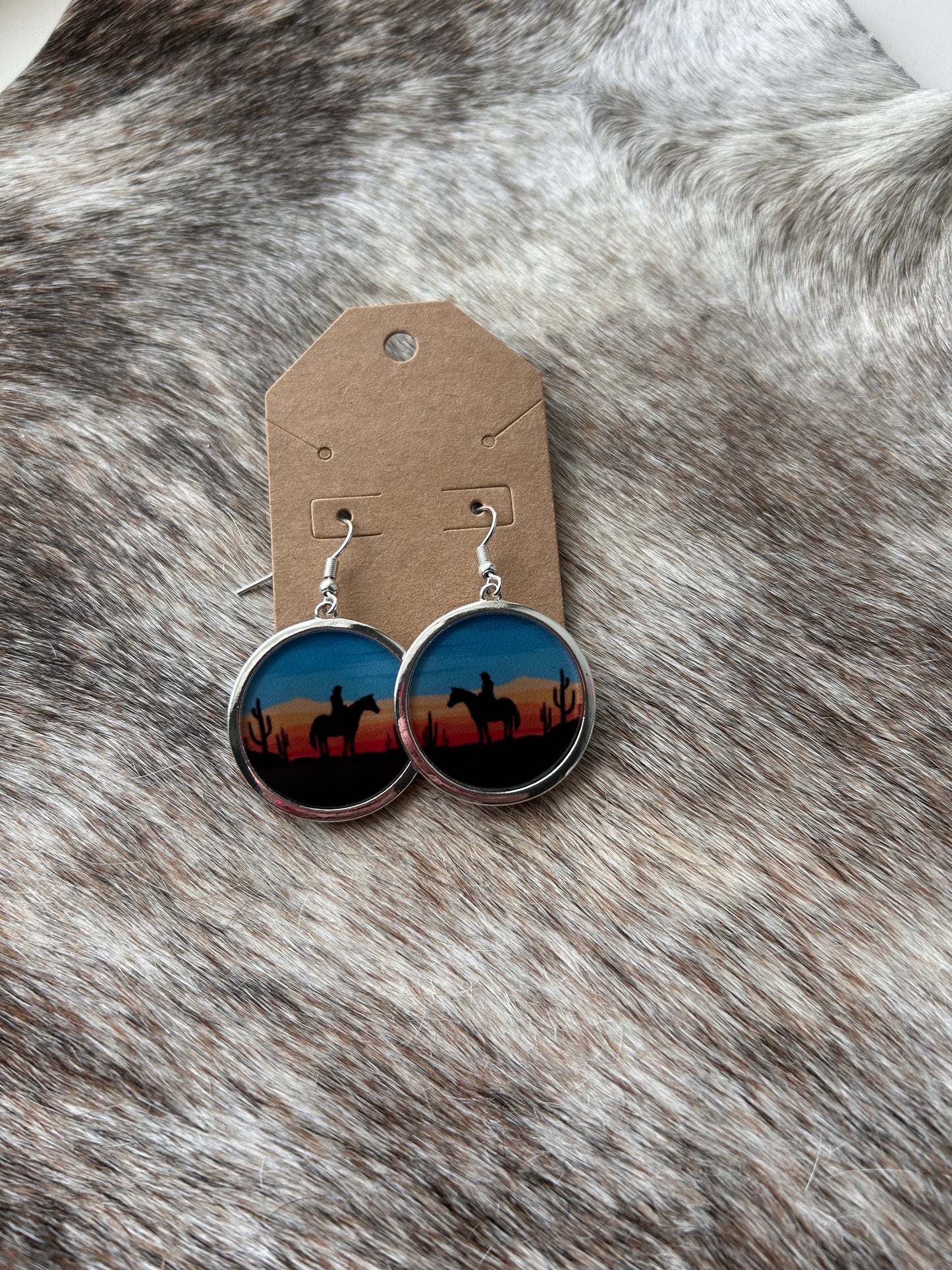 Sunset and Horse Earrings