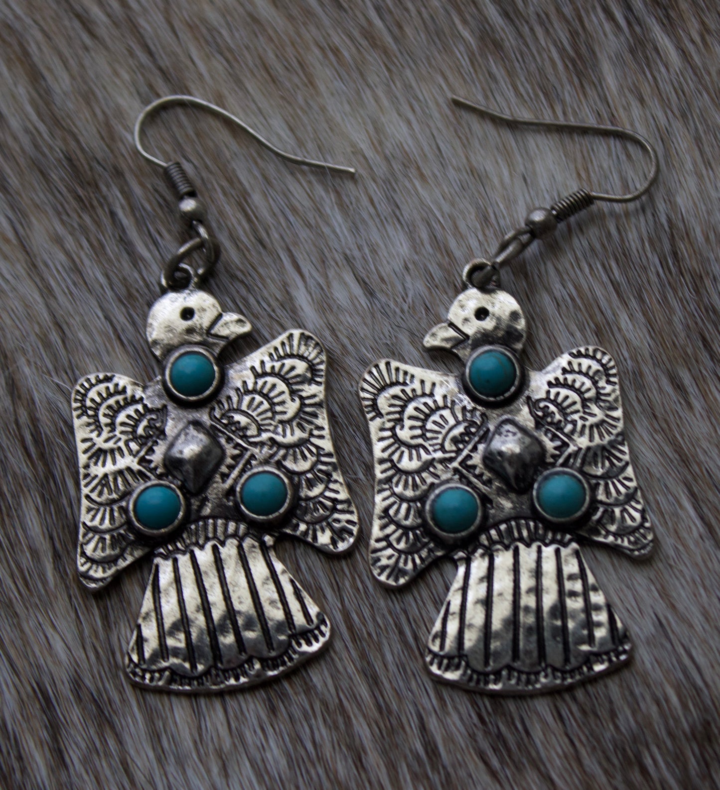 Thunderbird Earrings (Red+Turquoise)