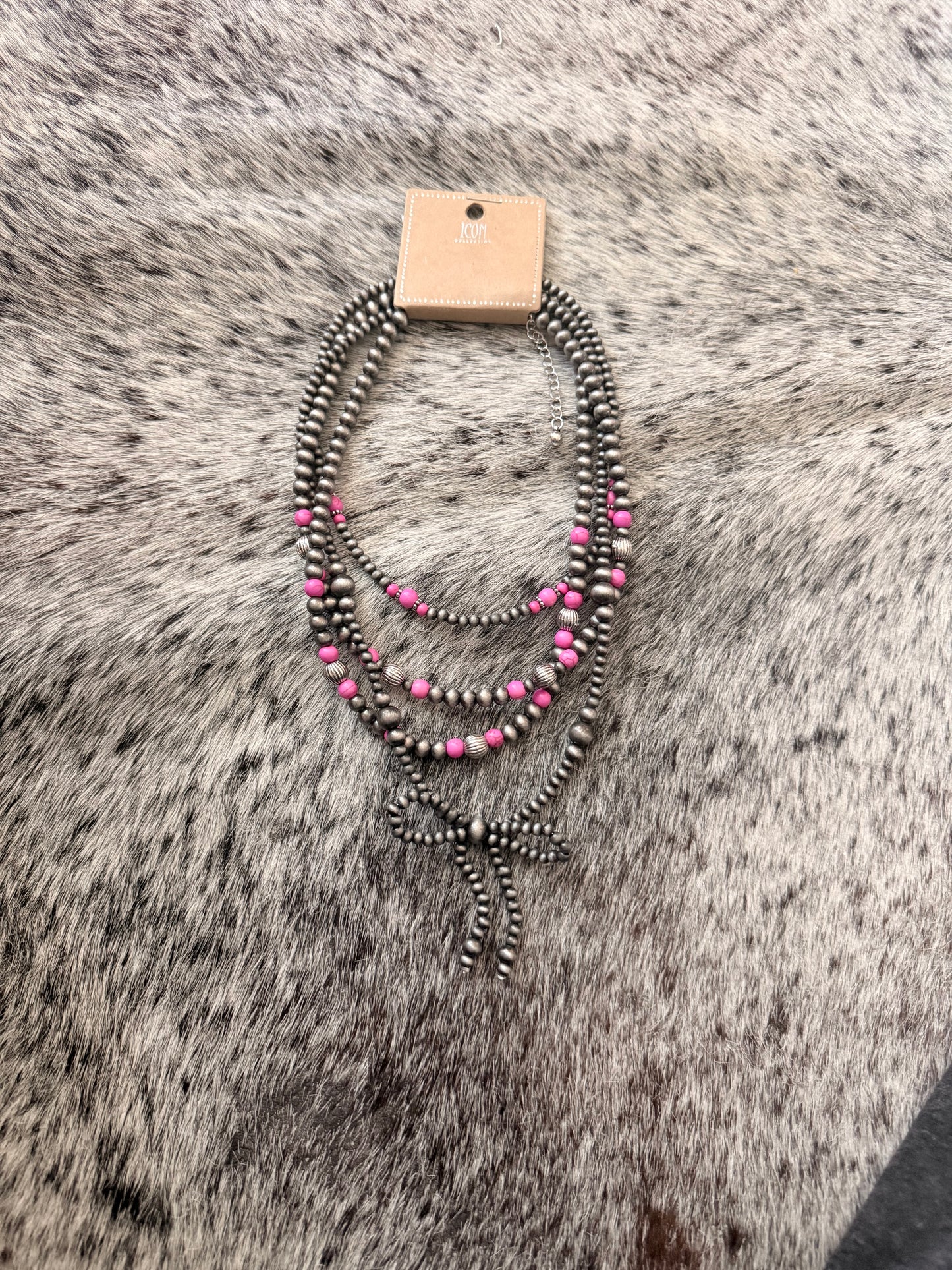 Bow and Pink Necklace