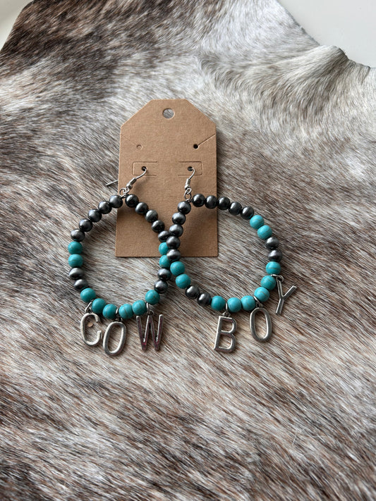 Turquoise and Cowboys Earrings