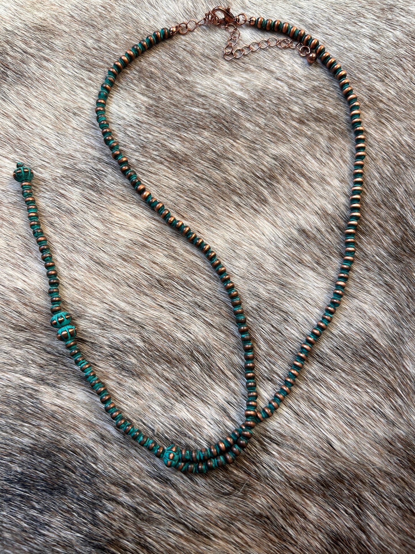 Turquoise and Copper Lariat Necklace