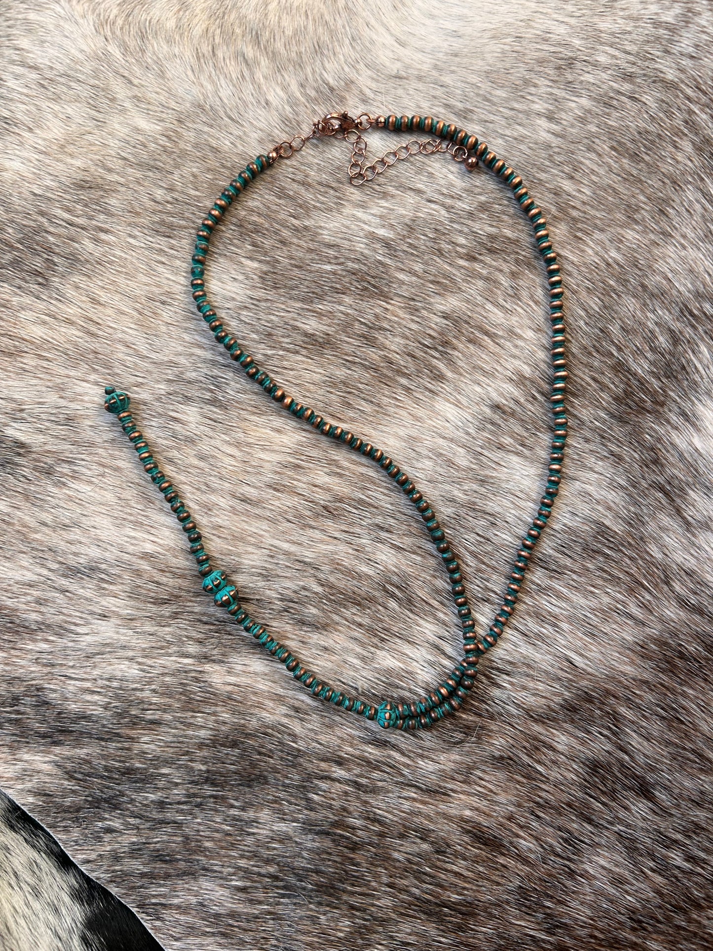 Turquoise and Copper Lariat Necklace