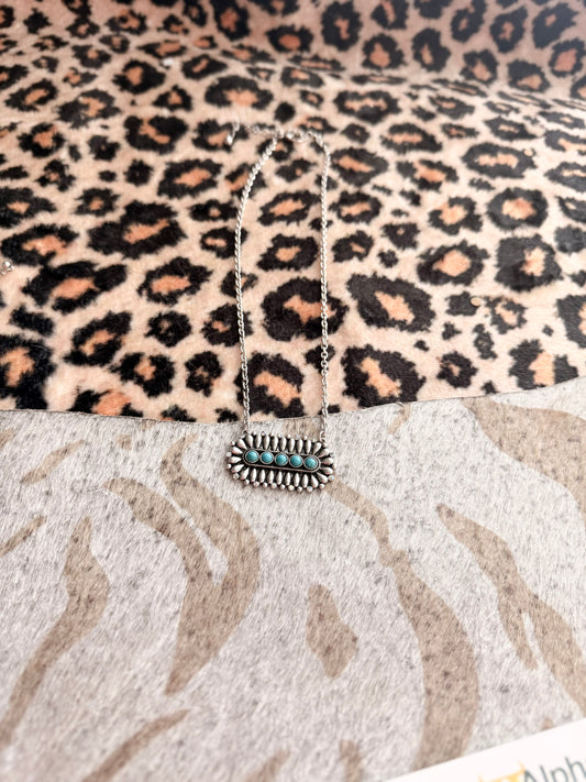 Turquoise Bar Flower Necklace