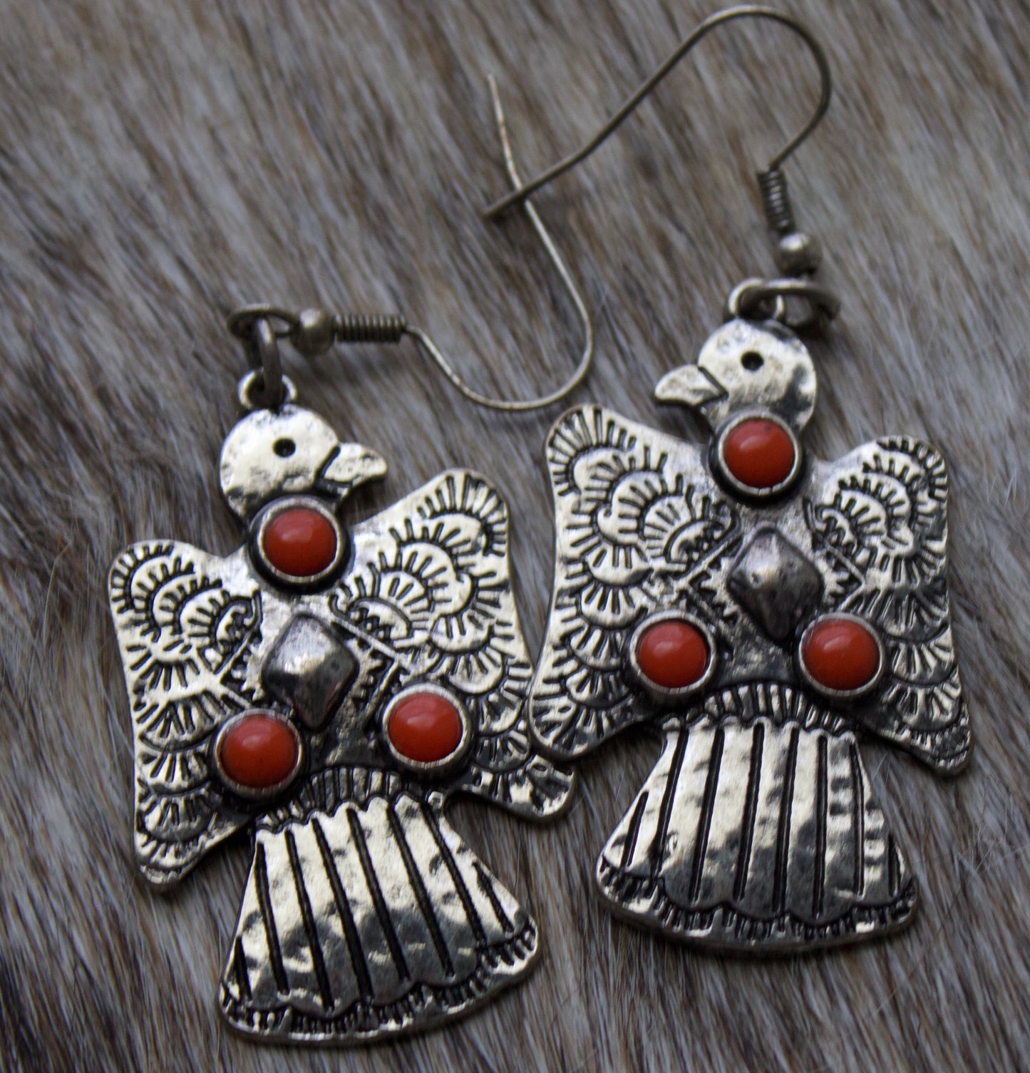 Thunderbird Earrings (Red+Turquoise)