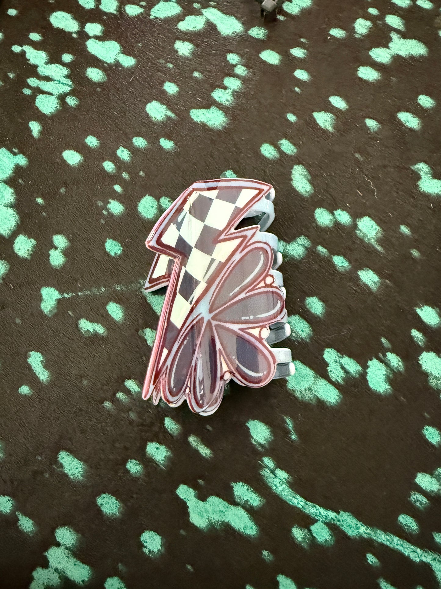 Black Checkered Claw Clip