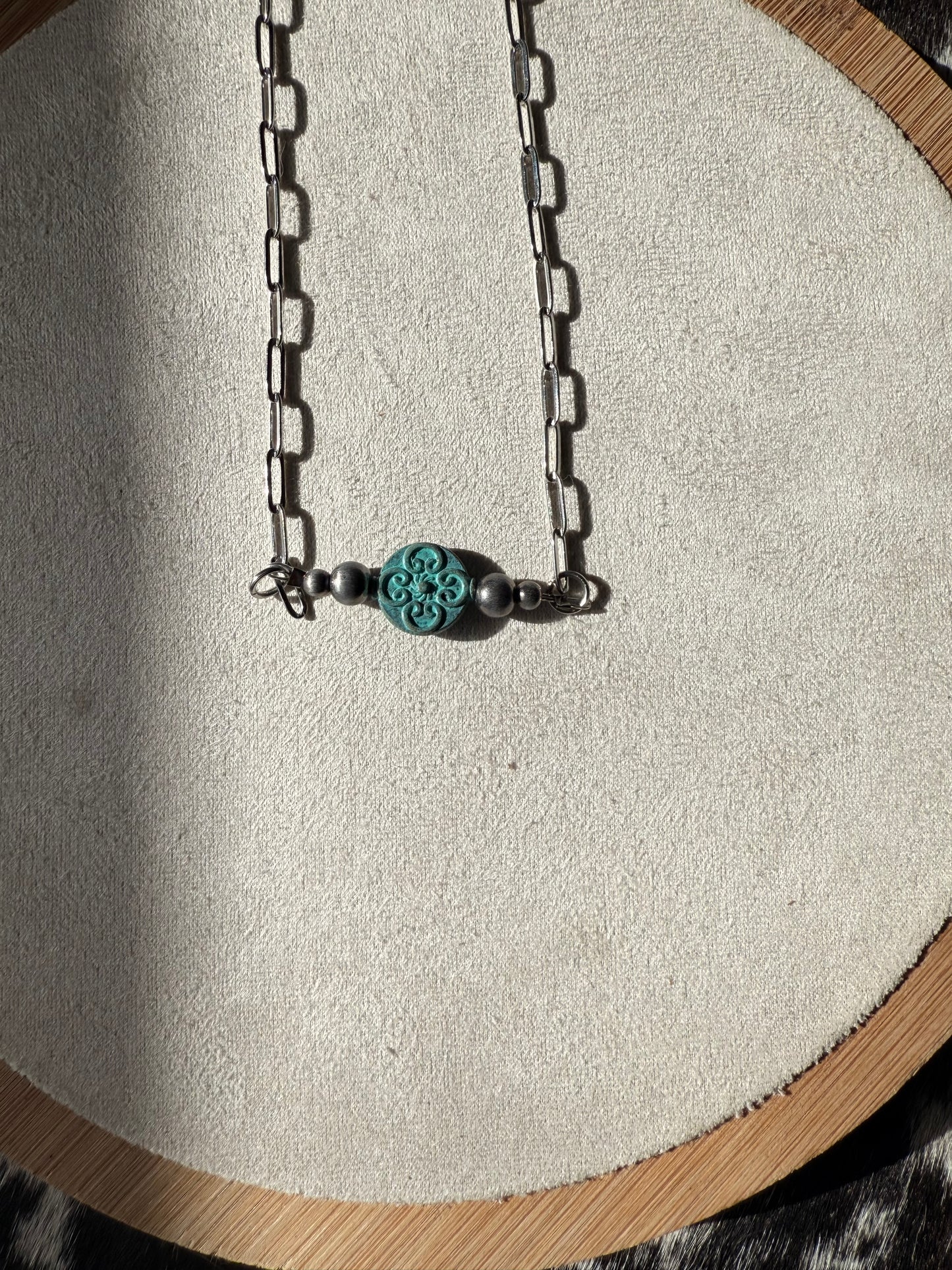 Metal Turquoise Bar Necklace