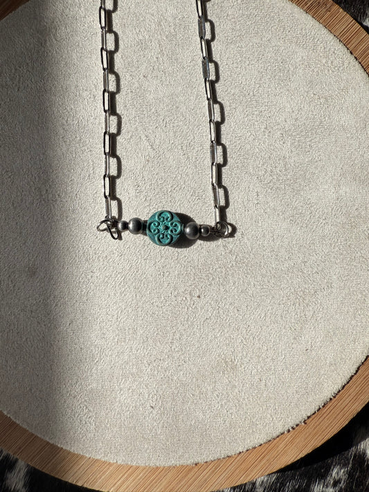Metal Turquoise Bar Necklace
