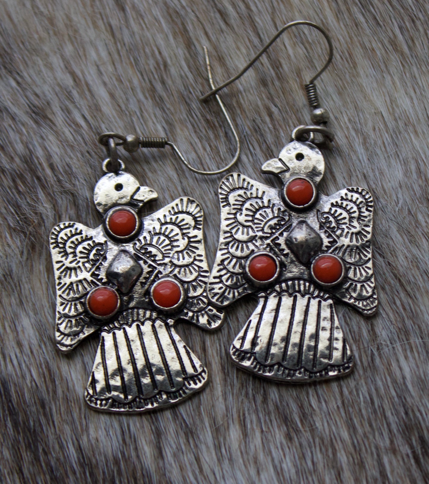 Thunderbird Earrings (Red+Turquoise)