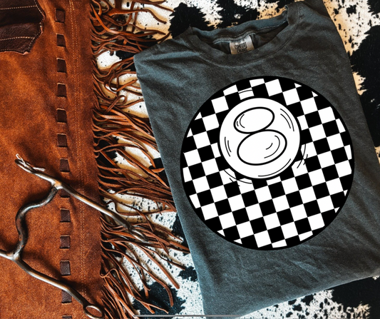 Black Checkered 8 Ball Tee