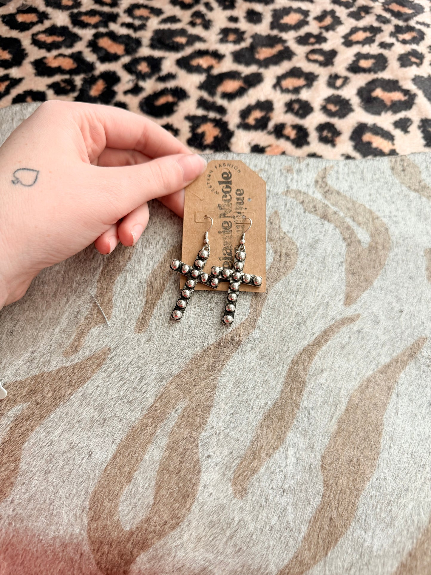 Half Dot Cross Earrings