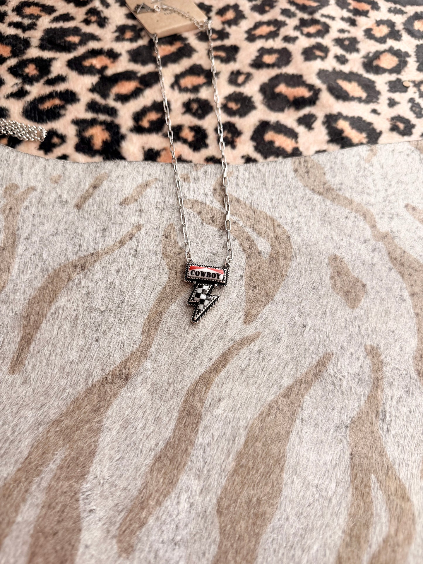 Checkered Lighting Cowboy Necklace
