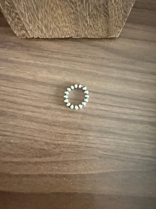 Stretchy Sterling Silver Pearl Ring