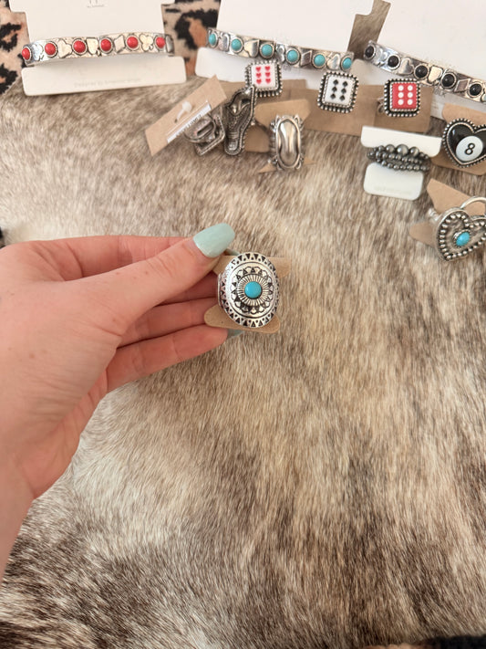 Concho And Turq Ring
