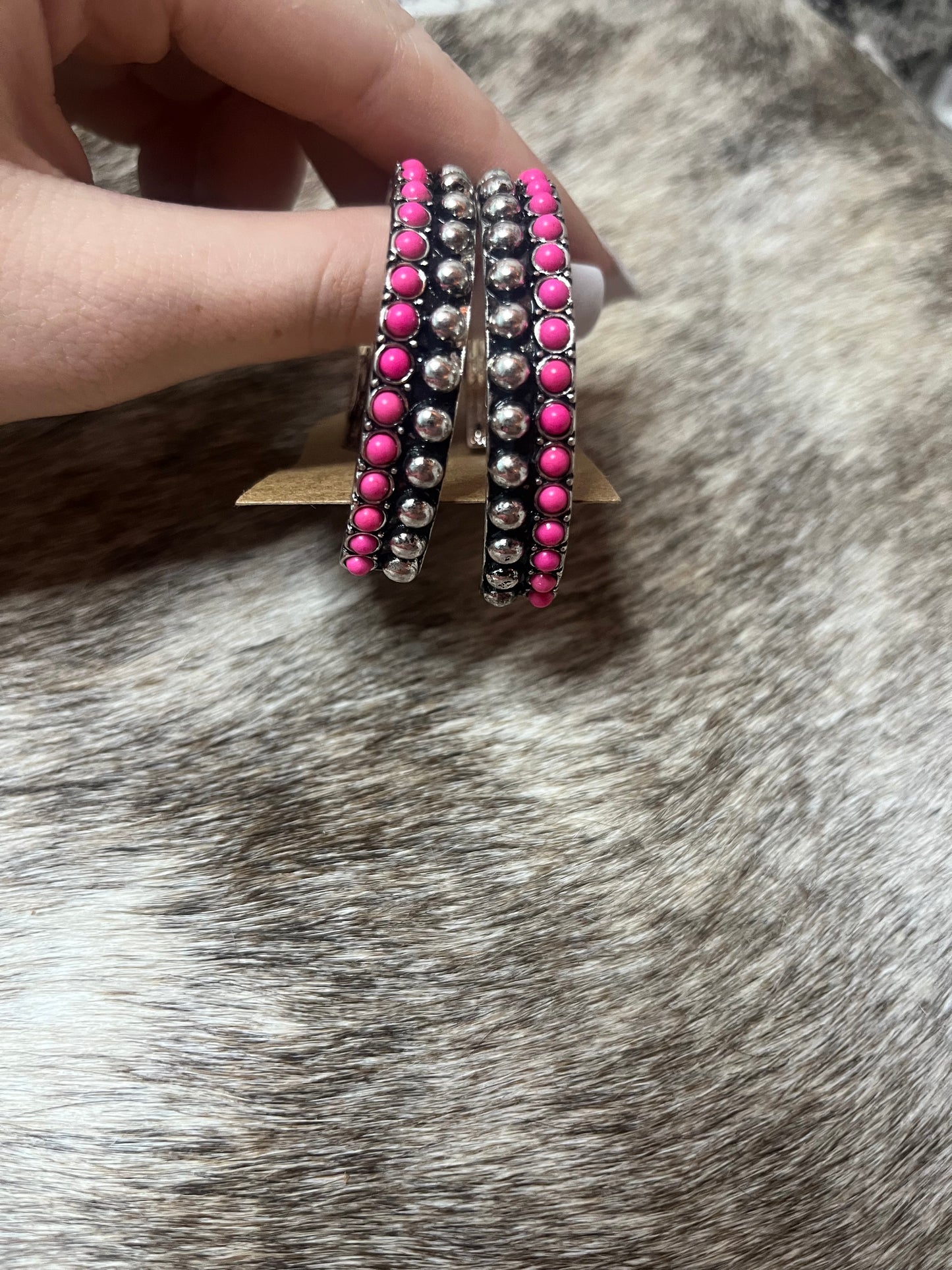 Pink and (Faux) Navajo Earrings