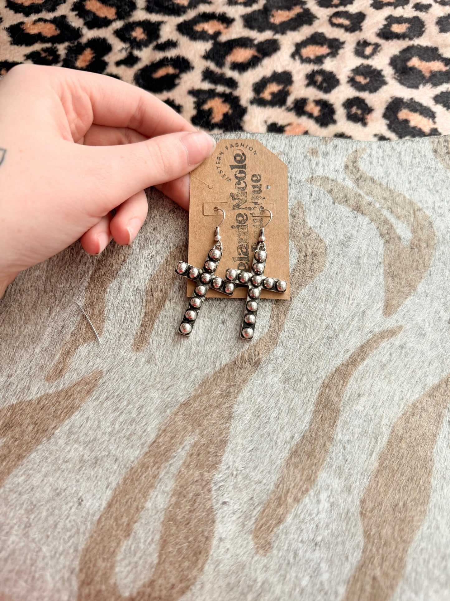 Half Dot Cross Earrings