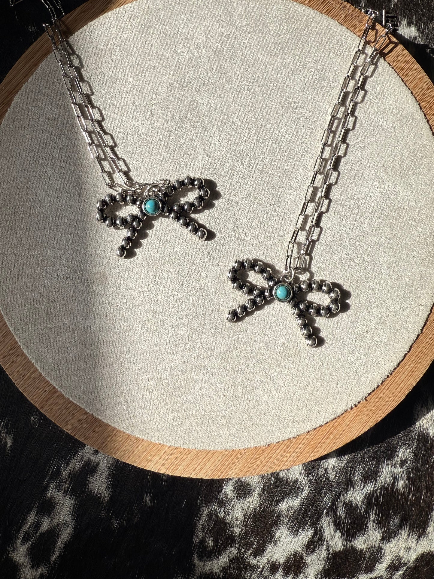 Metal Big Turquoise Bow
