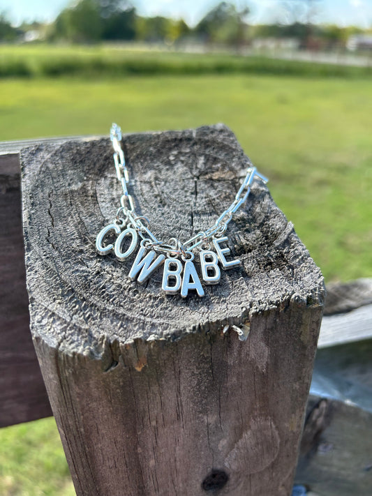 Cow babe paper clip necklace