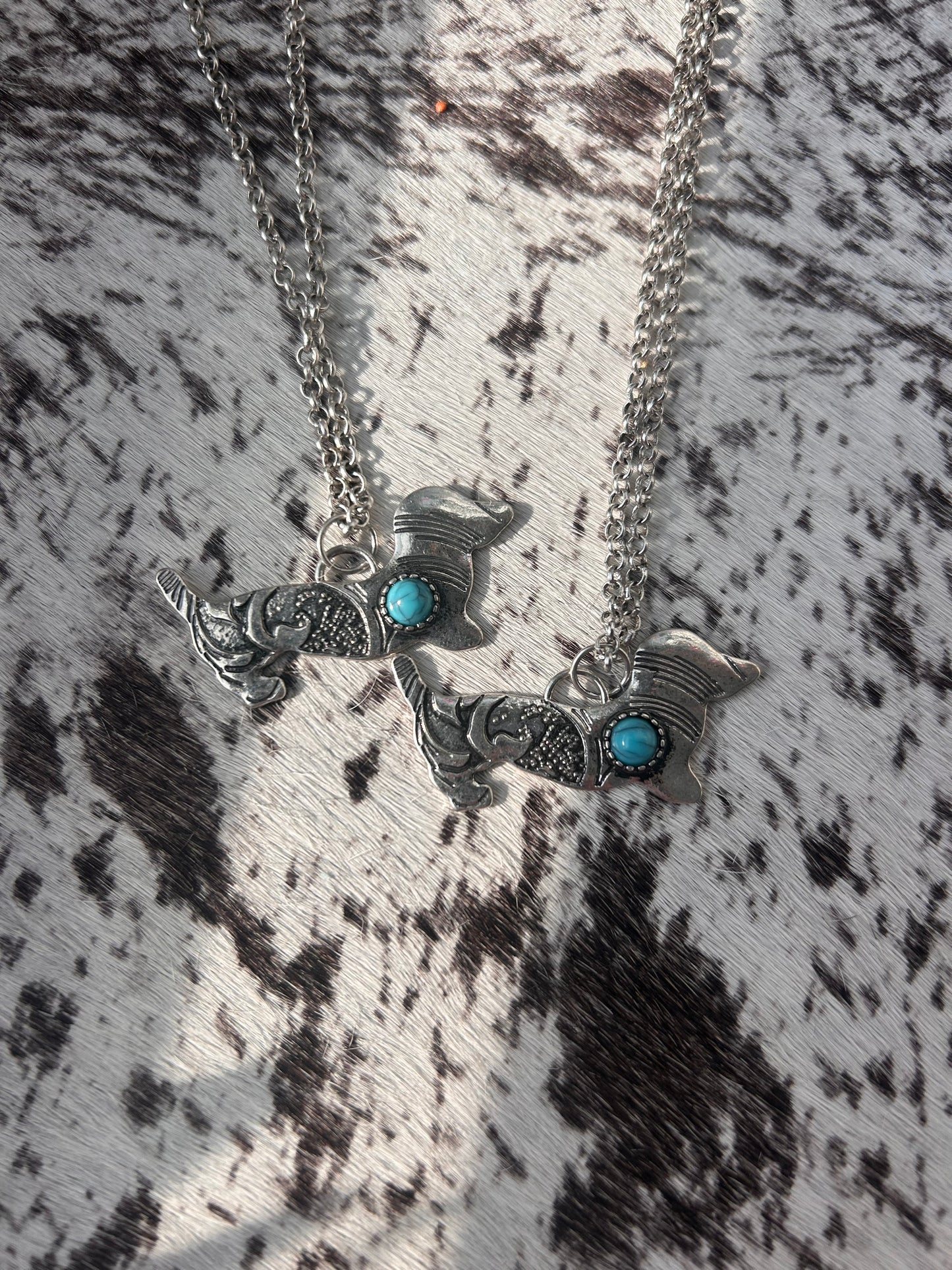 Pup and Turquoise Love Necklace