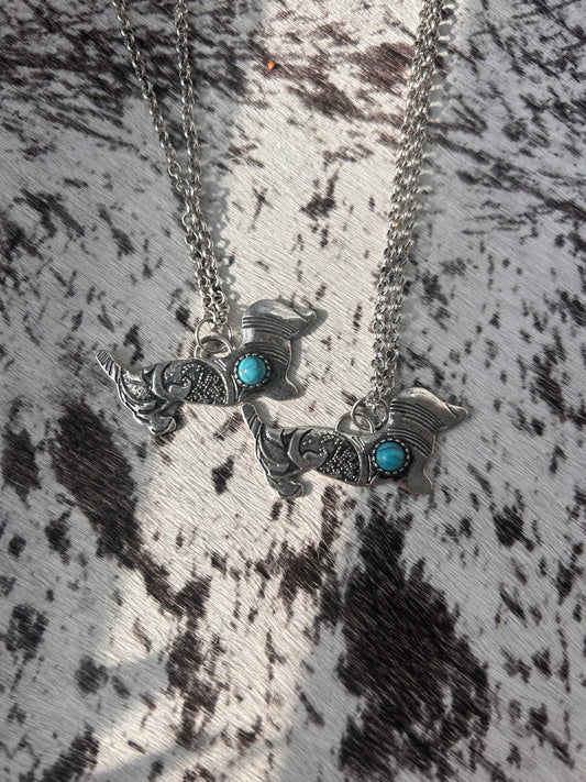 Pup and Turquoise Love Necklace