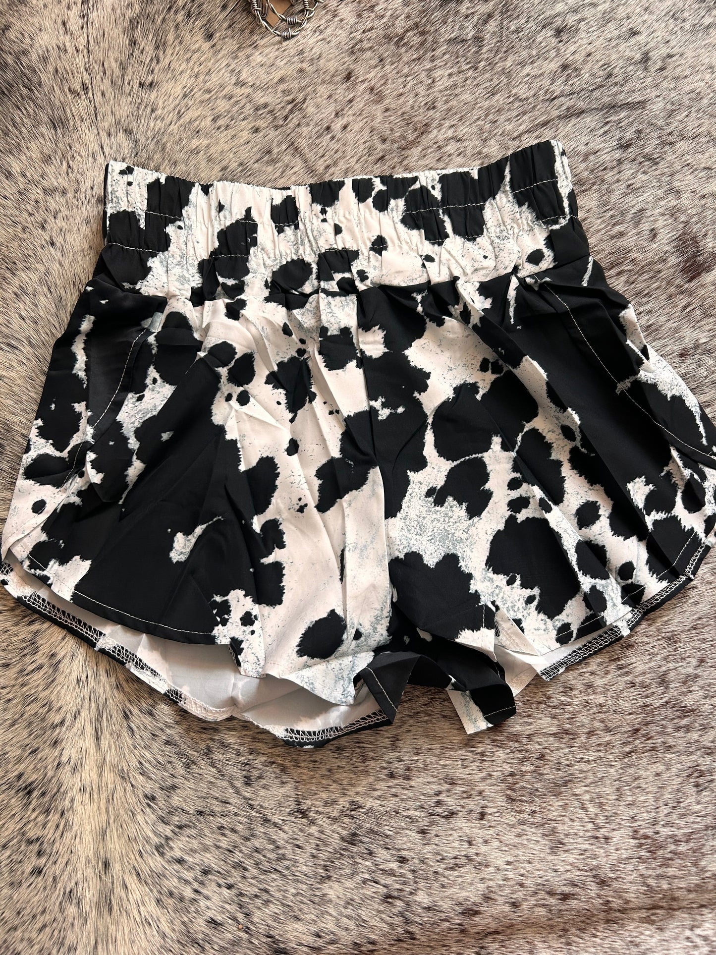 Black Cowhide Shorts (Printed)