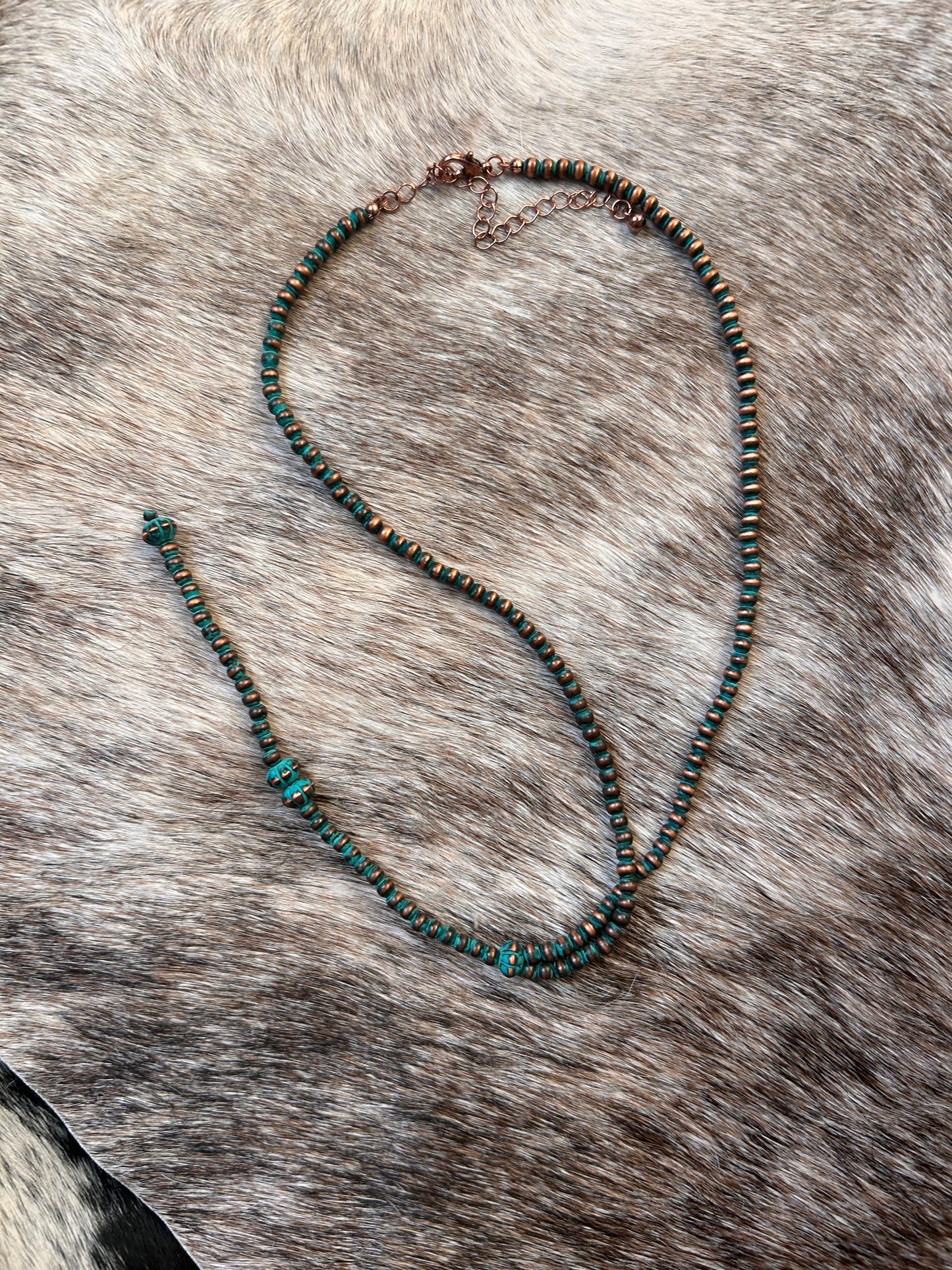 Turquoise and Copper Lariat Necklace