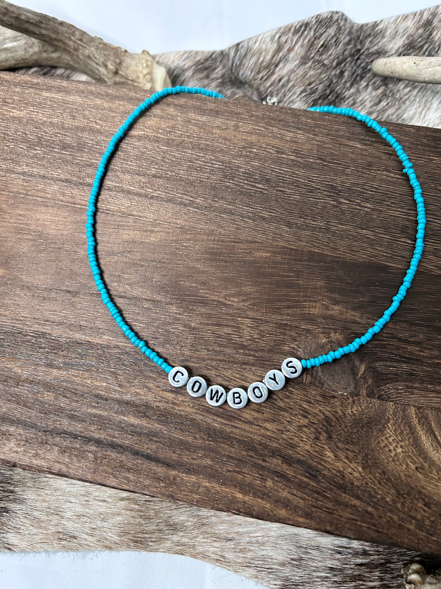 Cowboy and Turquoise beaded necklace