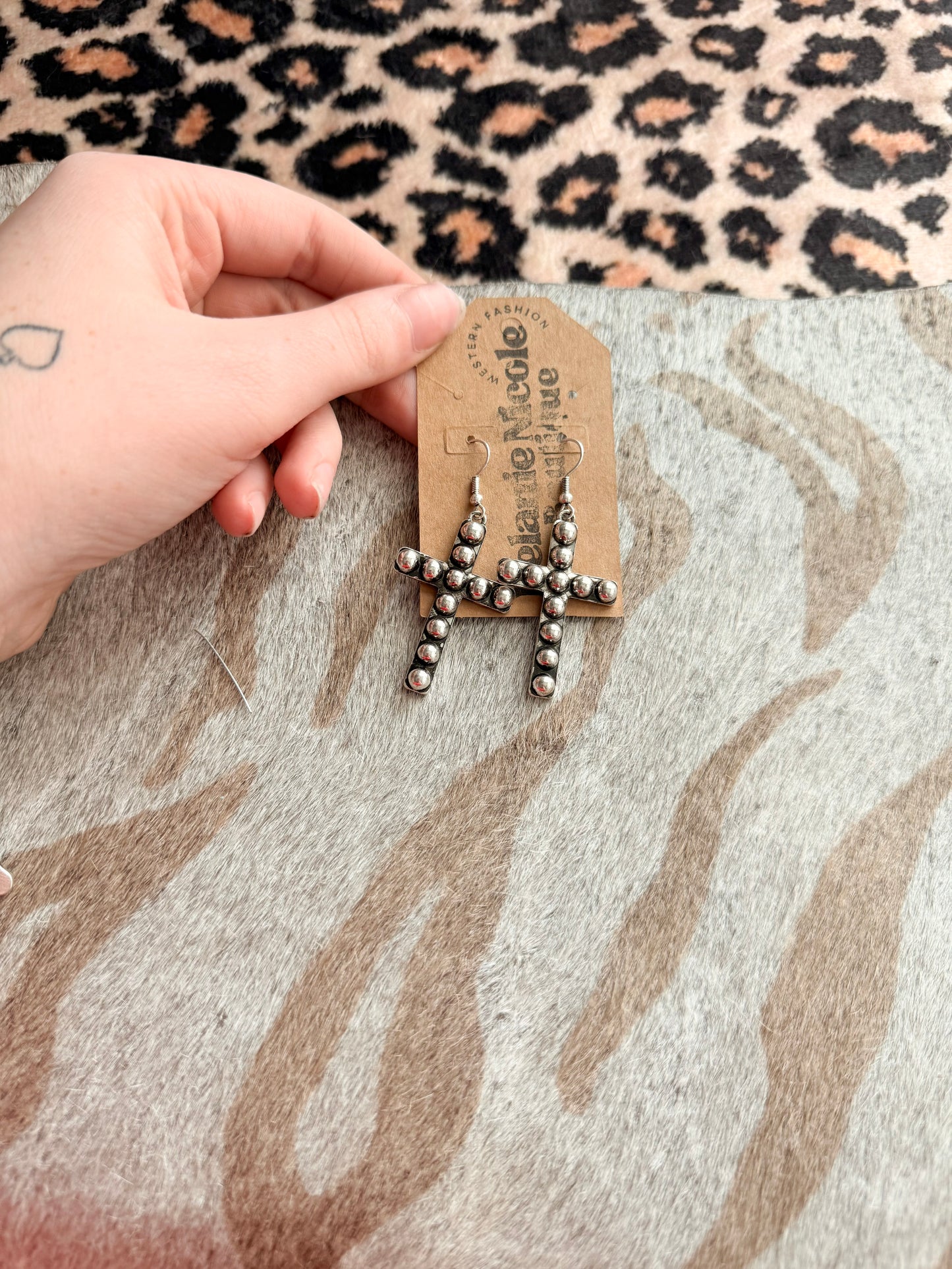 Half Dot Cross Earrings