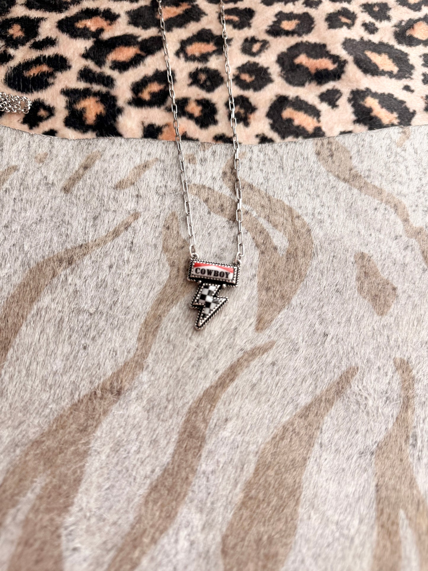 Checkered Lighting Cowboy Necklace