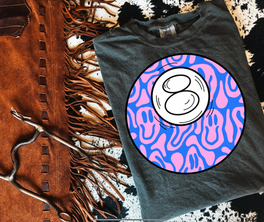 Crazy Smiley Face 8 Ball Tee