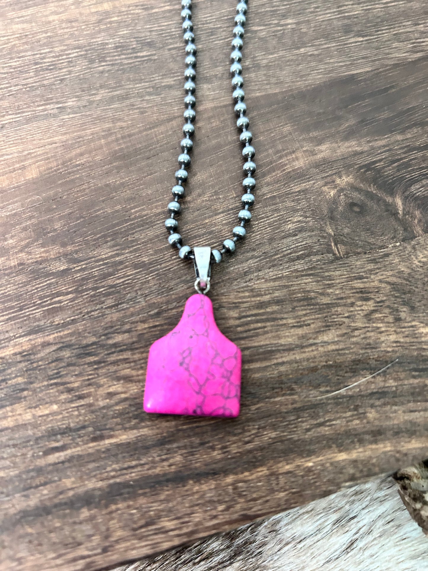 Cow tag Stone Necklace